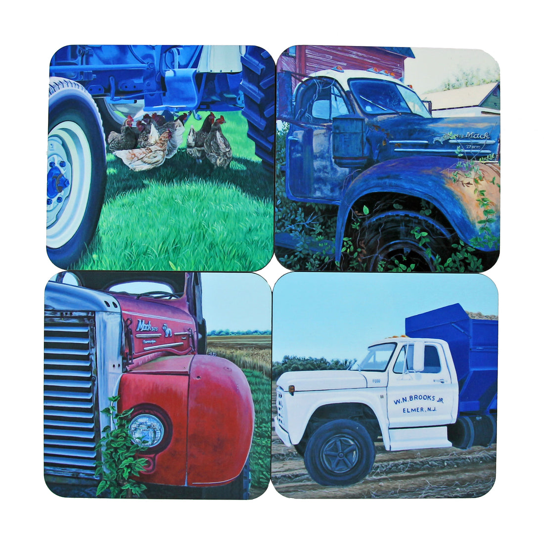 Coaster Set: Farm Equipment Paintings