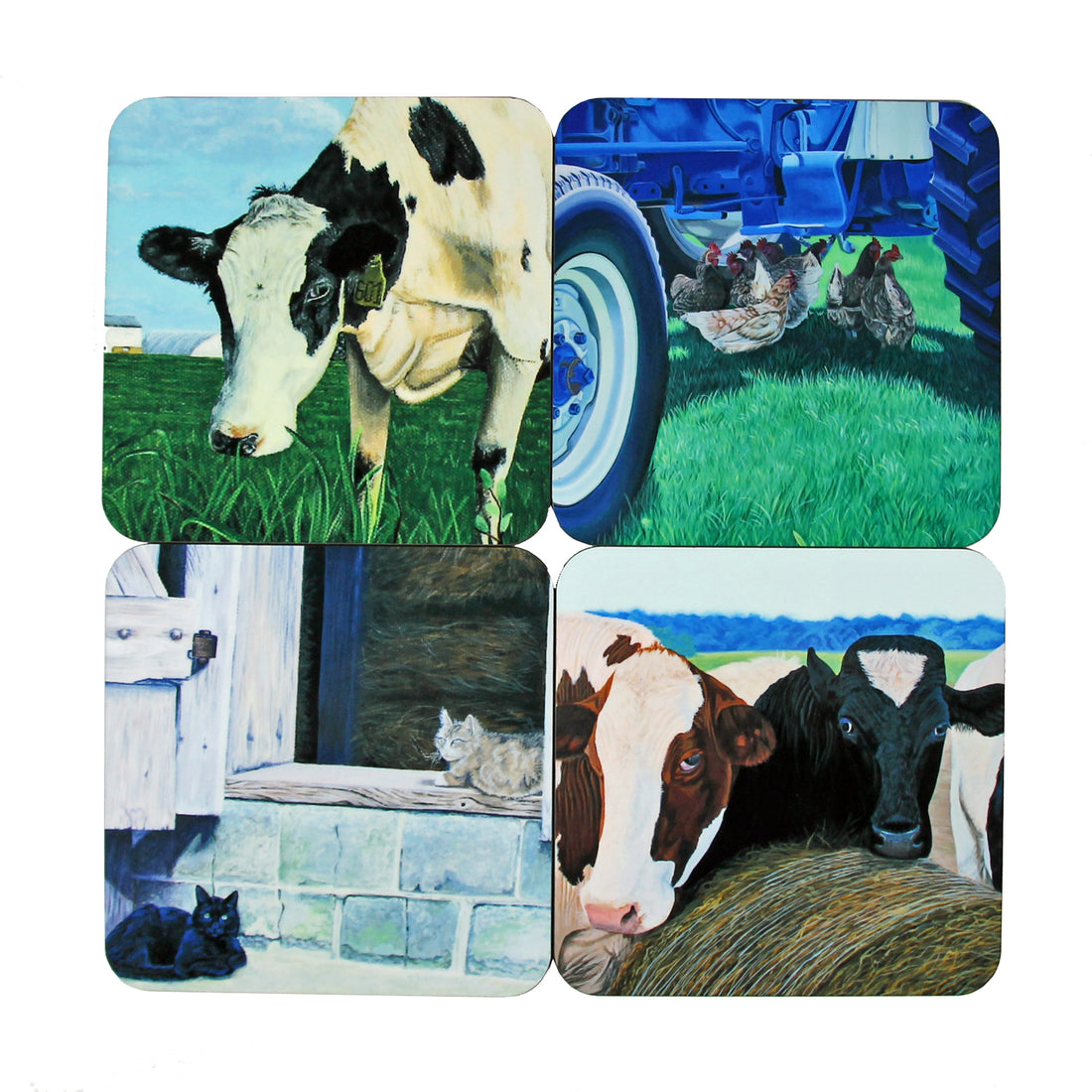 Coaster Set: Farm Animal Paintings