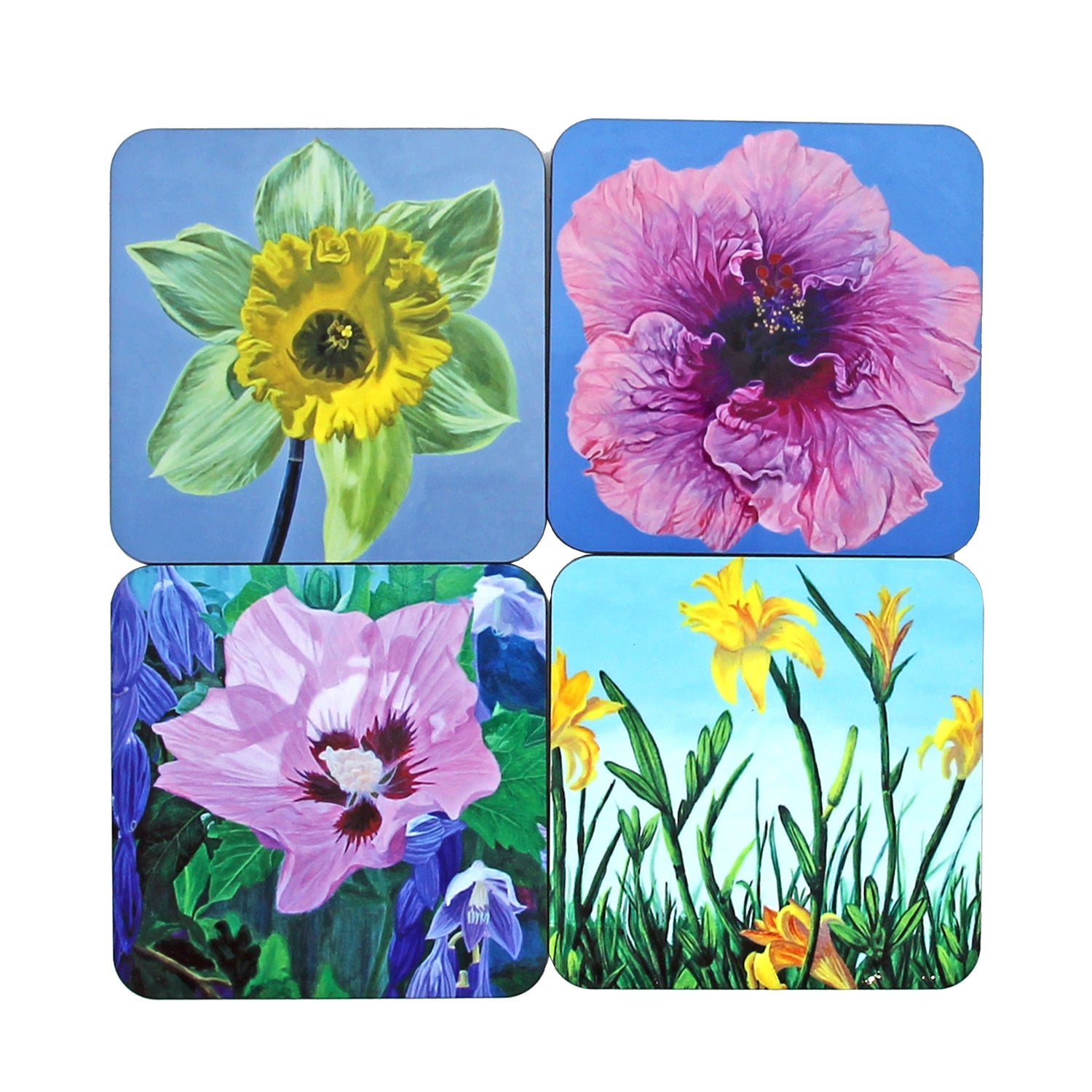 Coaster Set: Flower Paintings